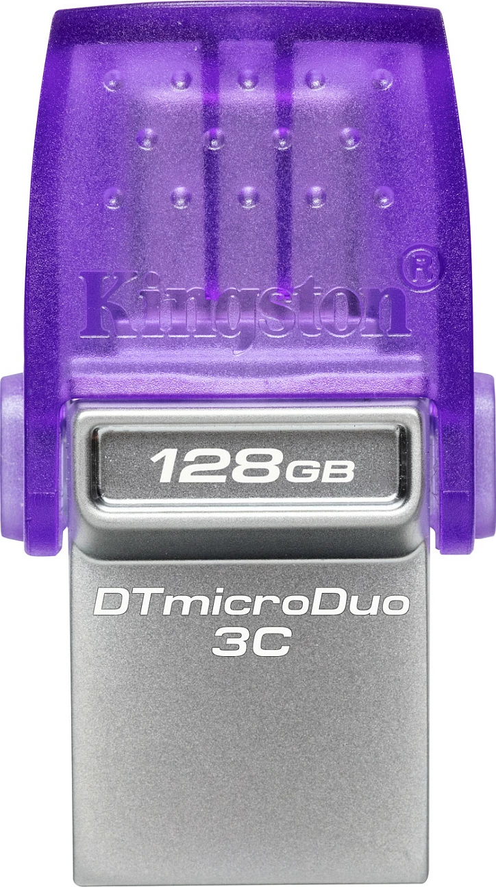 USB flash Kingston DataTraveler microDuo 3C 128GB, USB-A/USB-C, 200MB/s, stainless steel, purple