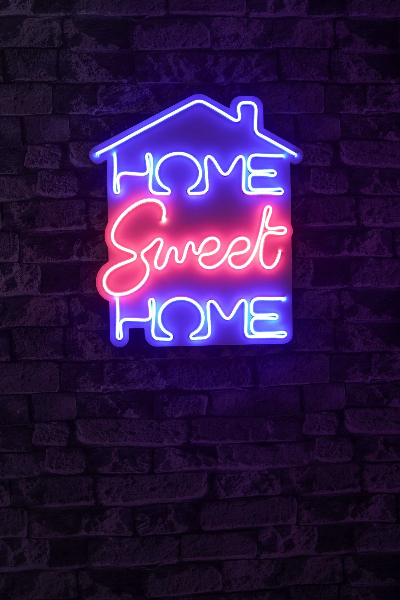 Dritë dekorative plastike LED, Home Sweet Home, blu dhe rozë