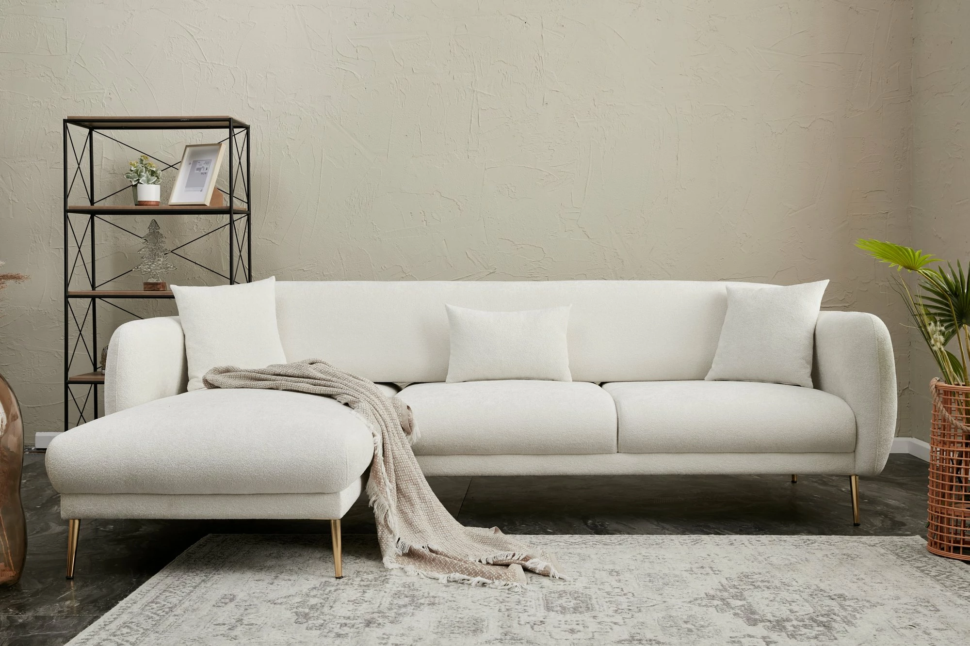 Kënd-sofë-krevat Atelier del Sofa, Simena, këndi majtas, krem