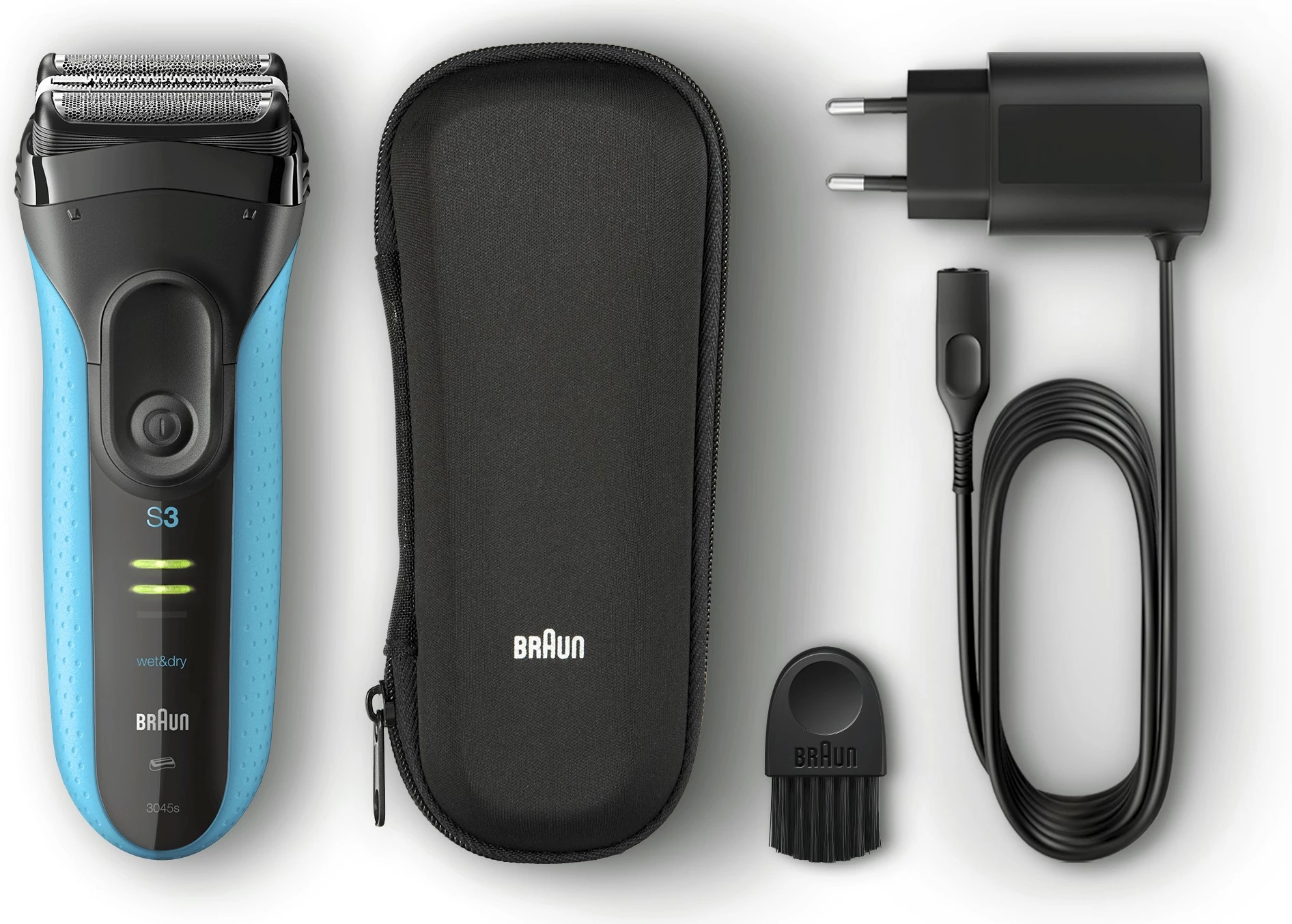 Makinë rroje Braun Series 3 ProSkin 3045s, Foil shaver, LED, NiMH, e zezë, blu
