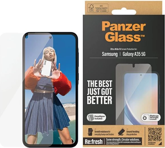 Mbrojtës ekrani PanzerGlass Ultra-Wide Fit për Samsung Galaxy A35 5G, xham i temperuar