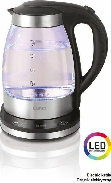 Çajnik elektrik Yato T68174 1.8 L qelq me kontroll temperature, argjend