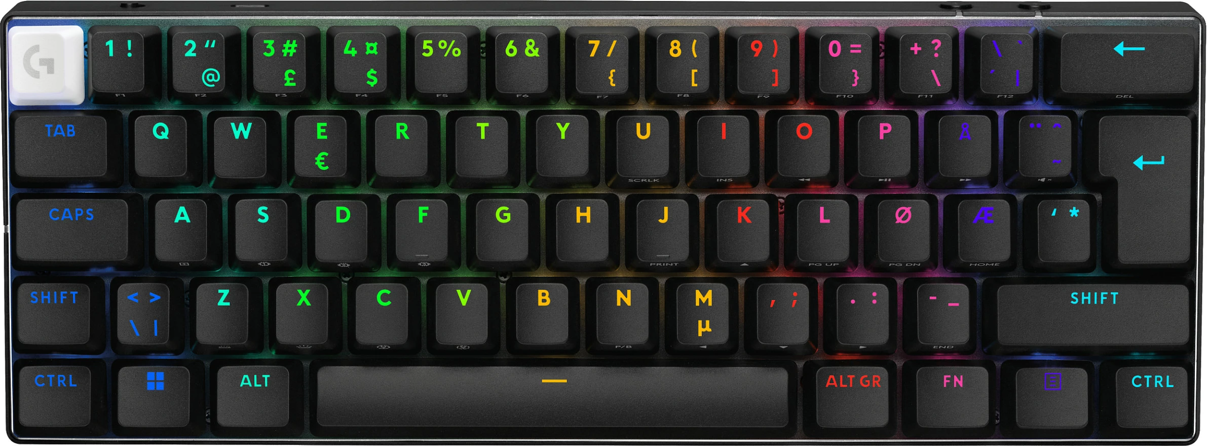 Tastierë gaming wireless Logitech PRO X 60 LIGHTSPEED, mekanike GX Brown, 60%, RGB, Nordic QWERTY, e zezë
