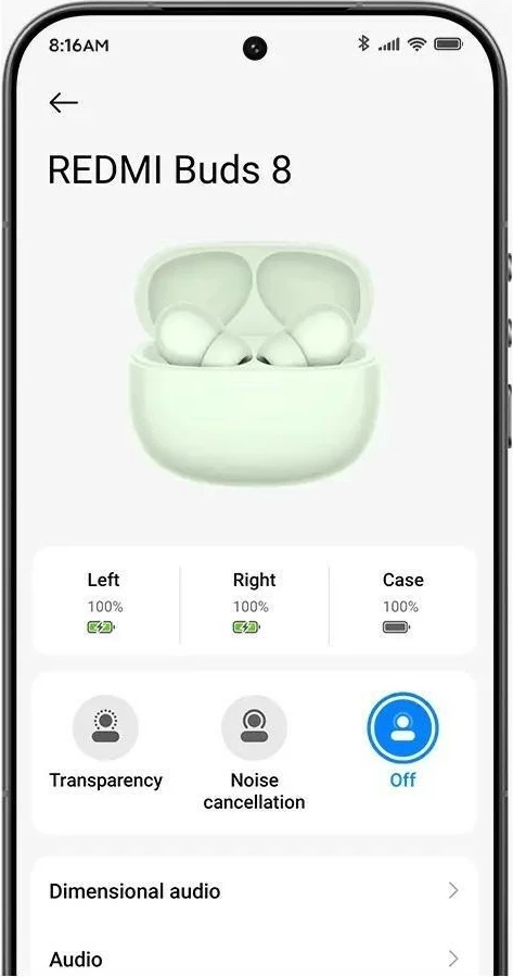 Kufje Xiaomi Redmi Buds 8, ANC, Bluetooth 5.4, LDAC, gjelbër