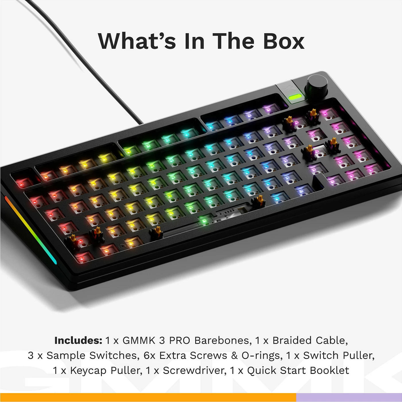 Tastierë gaming Glorious GMMK 3 Pro 75%, barebone, ANSI, RGB, e zezë
