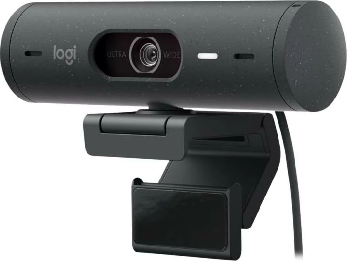 Webkamer Logitech BRIO 500 960-001422, Full HD 1080p, 90° FOV, me auto-framing, me mbulesë privatësie, gri e errët