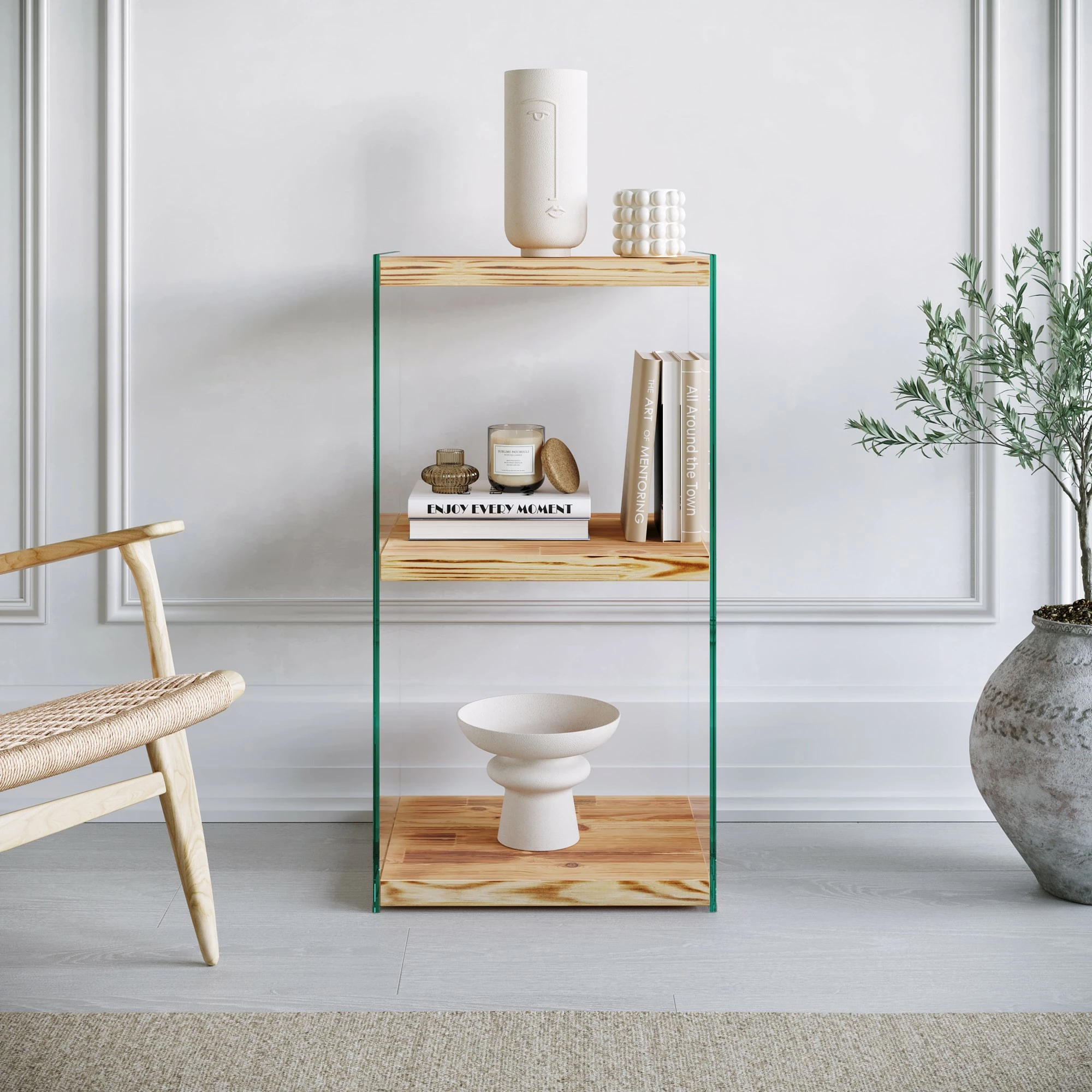 Raft librash Hanah Home, Niagara R302, dru pishe, ngjyrë lisi, 40x80x35cm