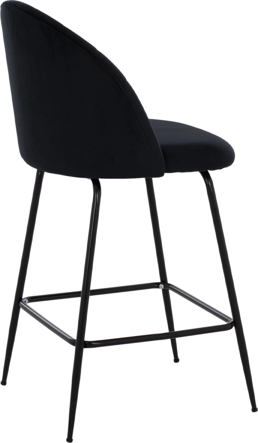 Karrige për bar, ODED, lartësi mesatare, FH8732.14, këmbë metalike & kadife e zezë, 45x53x98 cm, set prej 2 copë