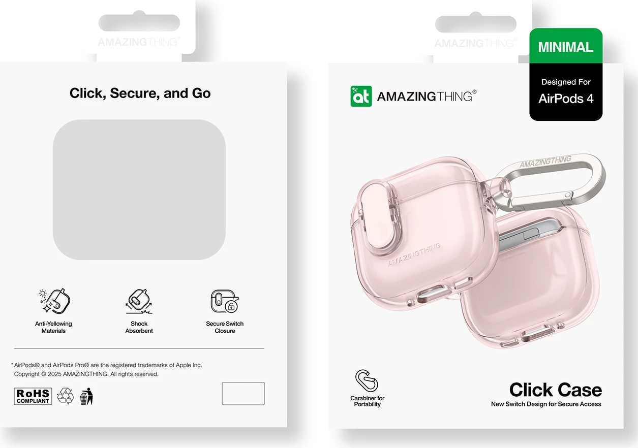 Mbështjellës AmazingThing Minimal për AirPods 4, Rozë