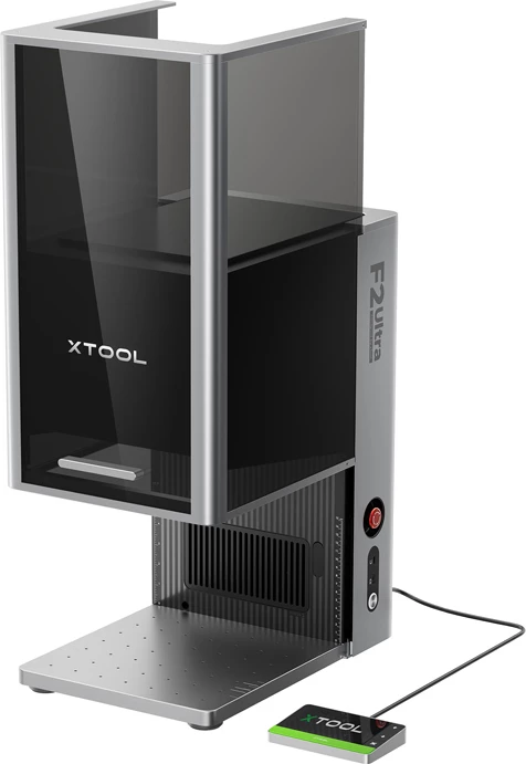 makinë gravimi me laser, xTool, F2 Ultra (F2U+C) me Auto Streamline feeder, 60W MOPA + 40W diodë, zonë pune 220×220 mm (deri 220×500 mm me feeder), set