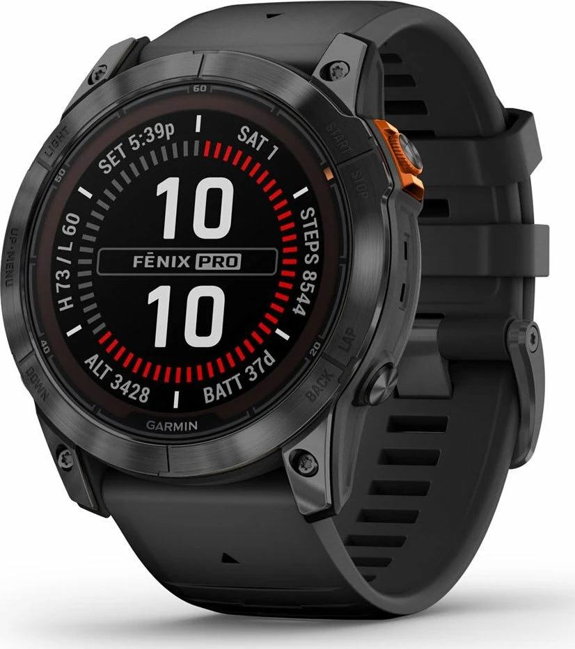 Smartwatch Garmin Fenix 7X Pro Solar (010-02778-01) 51 mm, GPS Multi-GNSS, Wi‑Fi, NFC, 10 ATM, me elektrik dore, gri-zi