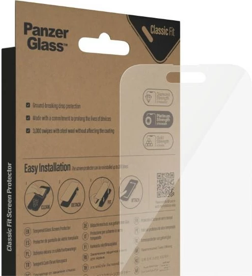 Xham mbrojtës PanzerGlass Classic Fit për iPhone 14 Pro, transparent