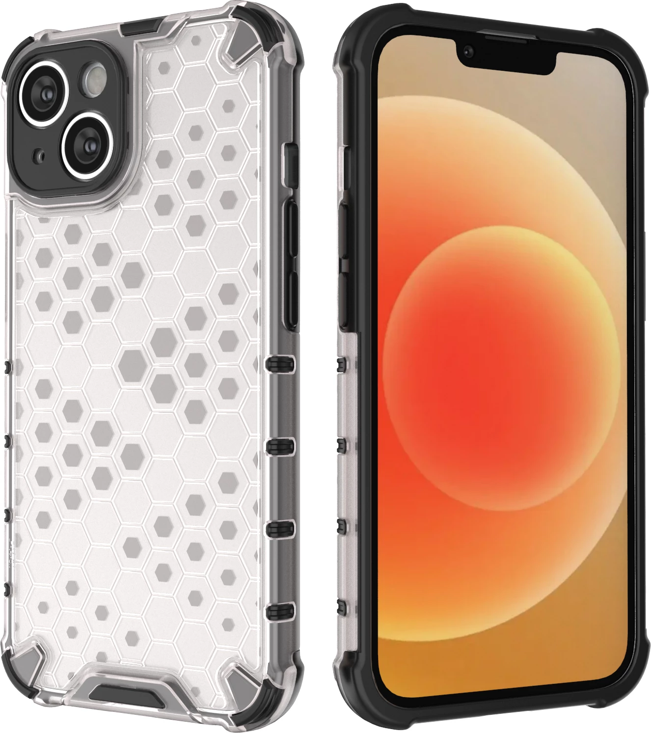 Mbështjellës Hurtel Honeycomb për iPhone 14 Plus, transparent