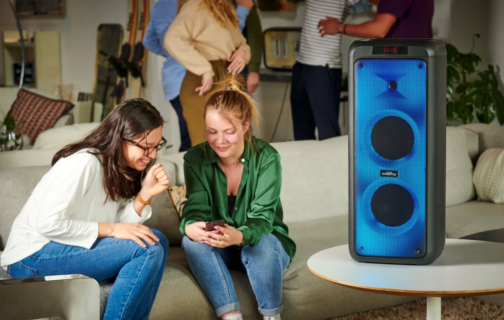 Altoparlant Bluetooth BigBen Party Tower XL Karaoke 600W me 2 mikrofonë, LED, i zi