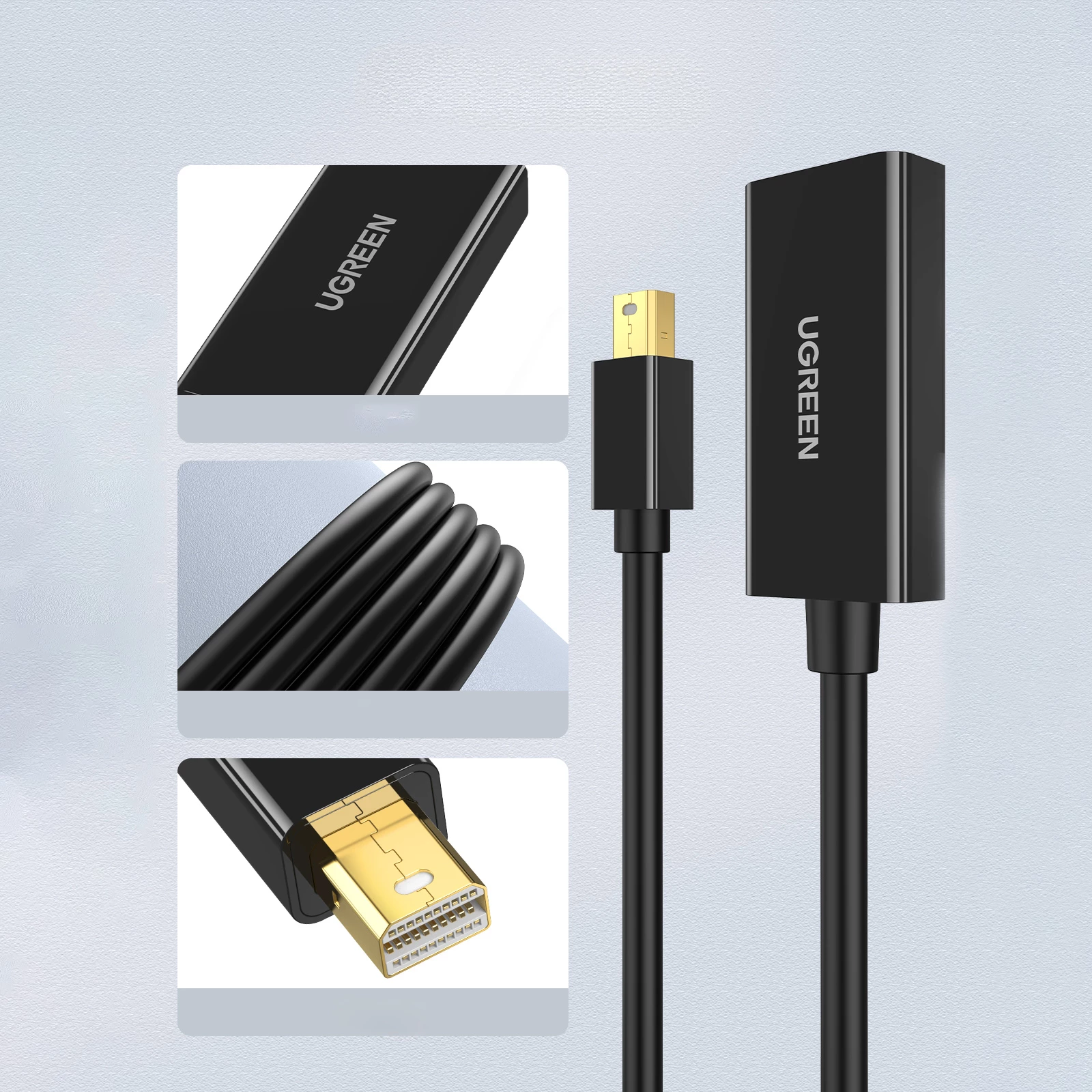 Adapter Ugreen MD112 mini DisplayPort në HDMI 4K, i zi