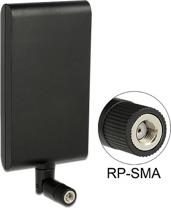 Antenë WiFi DeLOCK 88904, 10 dBi, RP-SMA, dual-band 2.4/5 GHz, e zezë