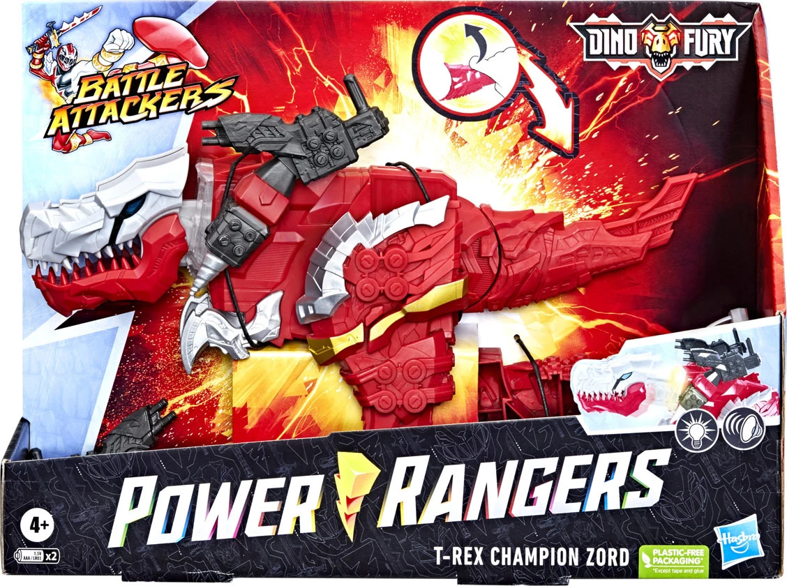 Power Rangers: Dino Fury - T-Rex Champion Zord 10" Action Toy