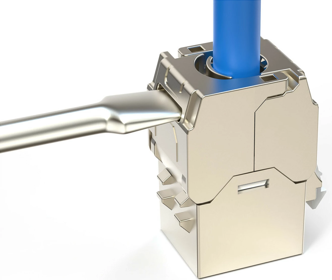 Keystone RJ45 Digitus Cat6A, i blinduar, 10GbE, paketë 4 copë, argjendtë