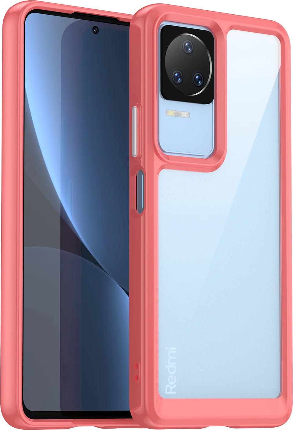 Mbështjellës Hurtel Outer Space Case për Xiaomi Poco F4 5G, kornizë fleksibile, i kuq