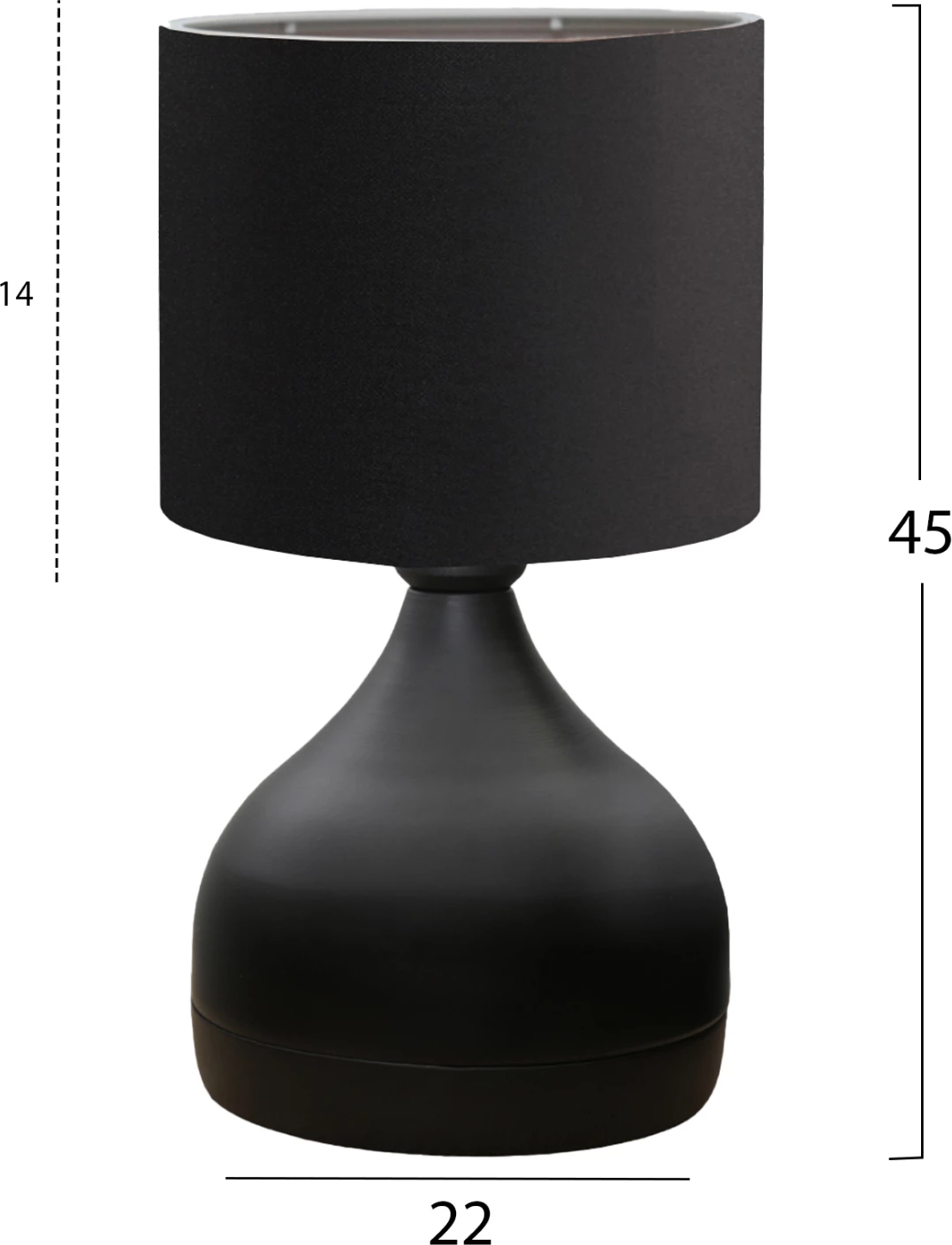 Llambë tavoline FH7593.01 trup metalik i zi, abazhur i zi, D18.5x45Η cm