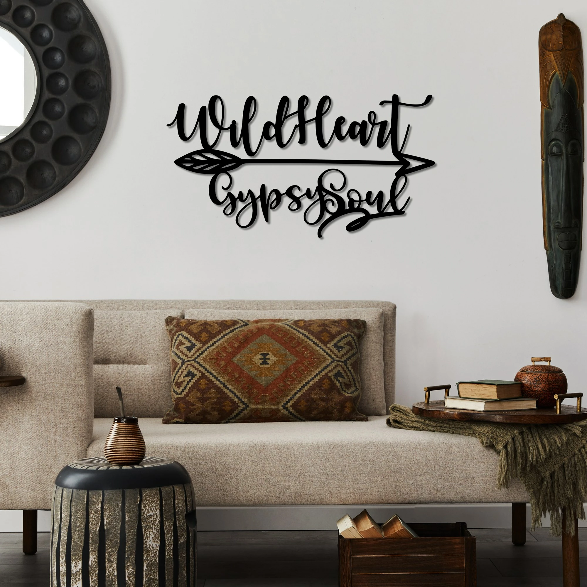 Aksesor dekorativ metalik për mur, Wallity, Wild Heart Gypsy Soul