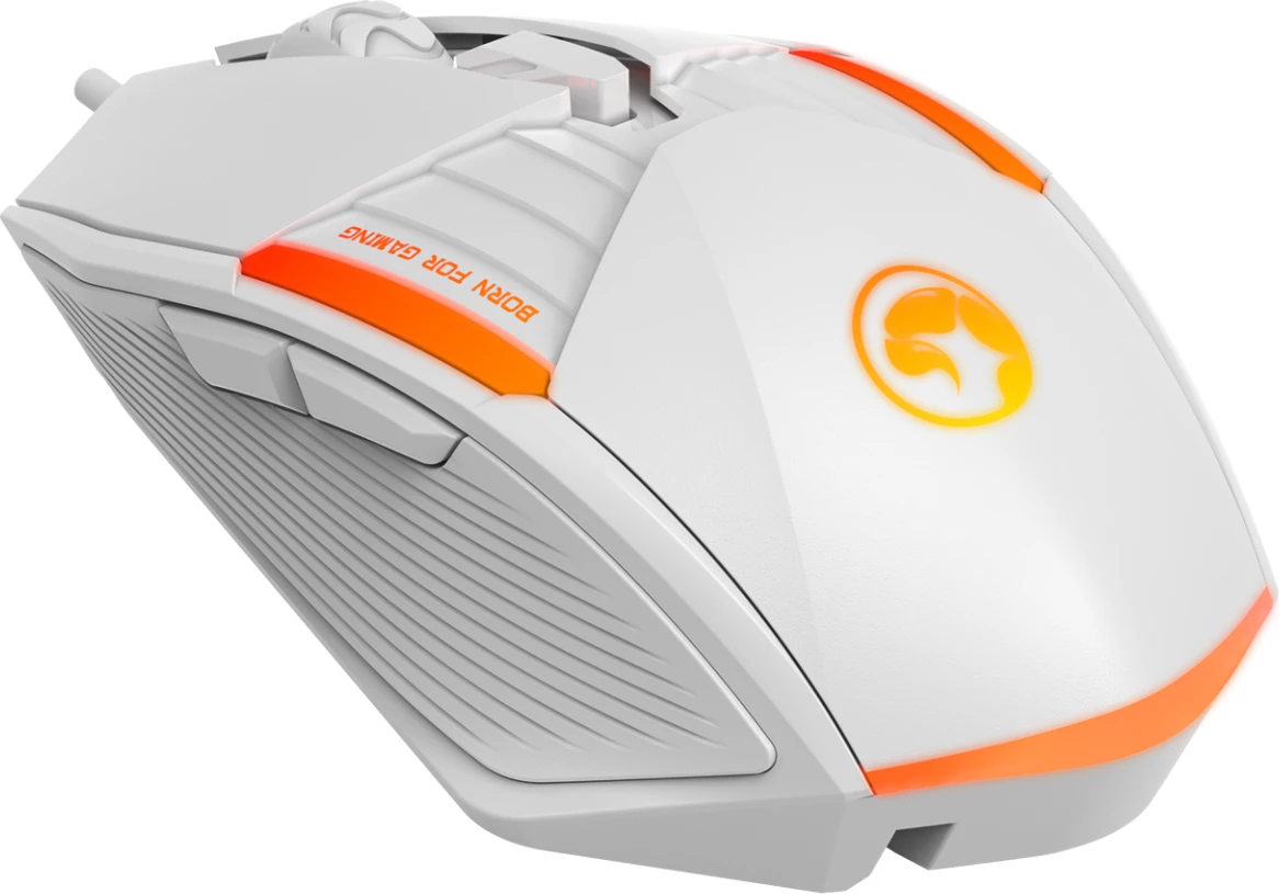 Maus gaming Marvo M291, me kabllo USB, 6400 DPI, RGB, 6 butona, e bardhë