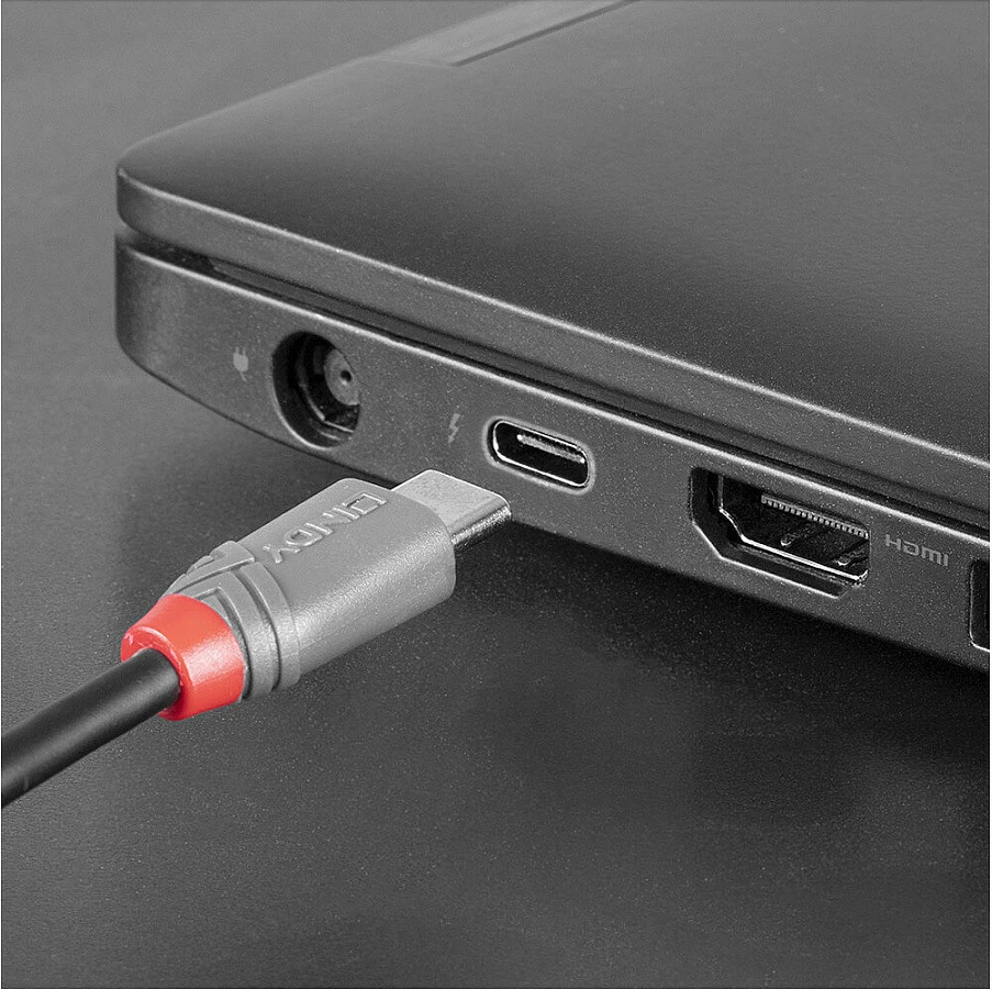 Kabllo USB 2.0 LINDY Anthra Line, USB-C në Micro-B, 2m, e zezë/gri