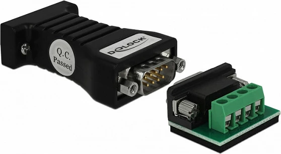 Konvertues serial DeLOCK 62919, RS-232 në RS-485, Plug & Play, i zi