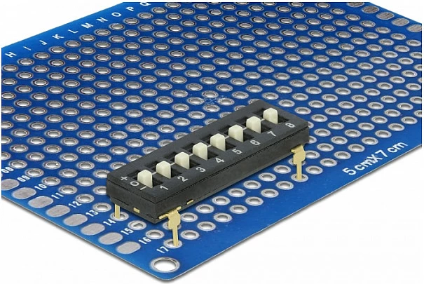 DIP switch DeLOCK, Tri-State, 8-pozicione, 2.54 mm, THT vertikal, 2 copë, i zi
