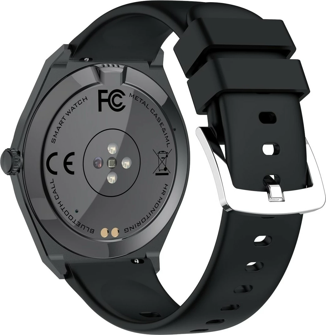 Smartwatch EcoWatch EW05, 1.43'' AMOLED, 200 mAh, i zi, set me rrip silikoni dhe metalik