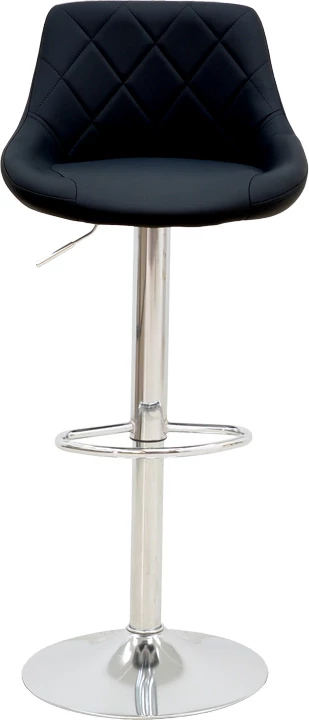 Karrige për bar Boronez, lartësi e rregullueshme, lëkurë artificiale e zezë, bazë kromi, 47x49x112cm, set prej 2 copash