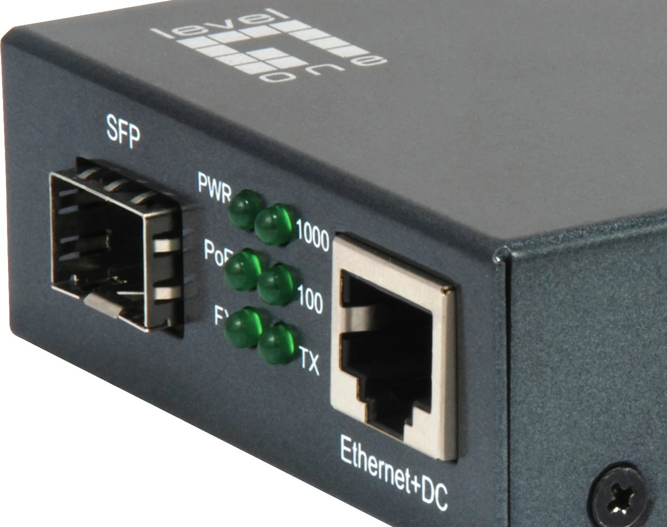 Konvertues media Level One GVT-2012, 10/100/1000T në 1000SX PoE, SFP, i zi