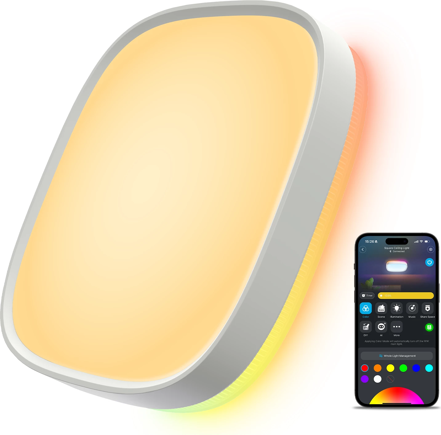 Dritë tavanore smart Govee Square Ceiling Light RGBWW + RGBIC 30 cm, e bardhë