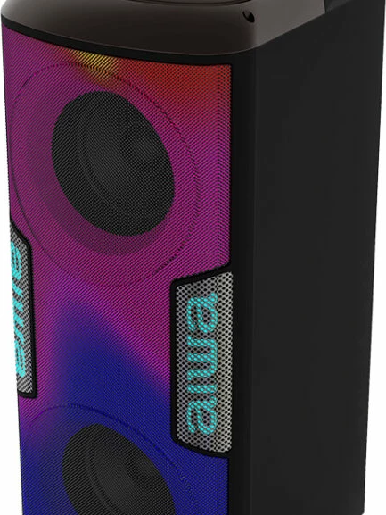 Altoparlant portativ Bluetooth Aiwa KBTUS-100, 16 W RMS HyperBass, TWS, RGB, karaoke, set me mikrofon e telekomandë, i zi