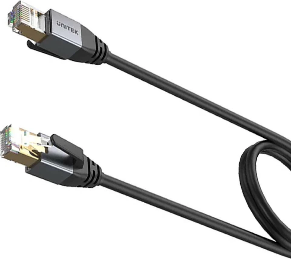 Kabëll Ethernet Unitek RJ-45 LAN, patchcord cat.8, 5m, ngjyrë zezë-gri