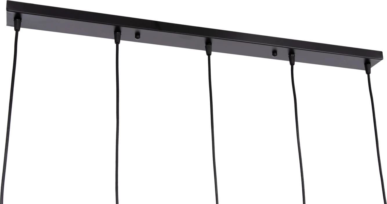 Llambë tavani varëse me 5 drita, metal i zi, priza të arta, BIUT FH7545.11, 80x6x138cm