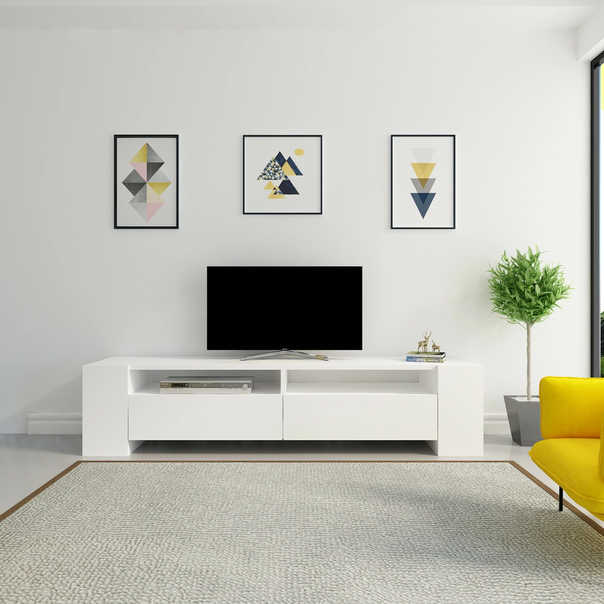 Komodë TV Hanah Home, Sosruko, e bardhë