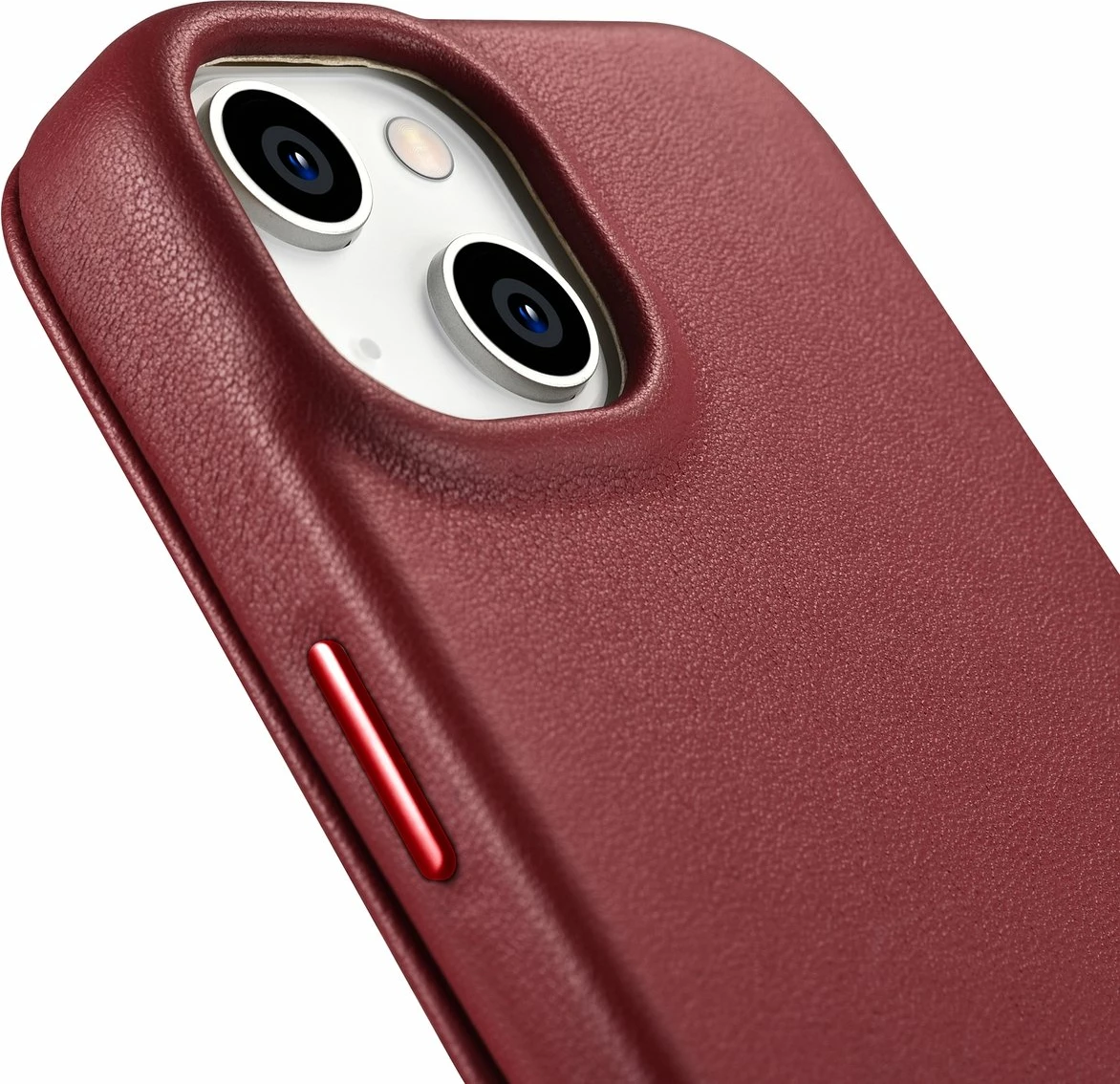 Mbështjellës lëkure iCarer CE Premium Folio për iPhone 14 Plus, MagSafe, Kuq