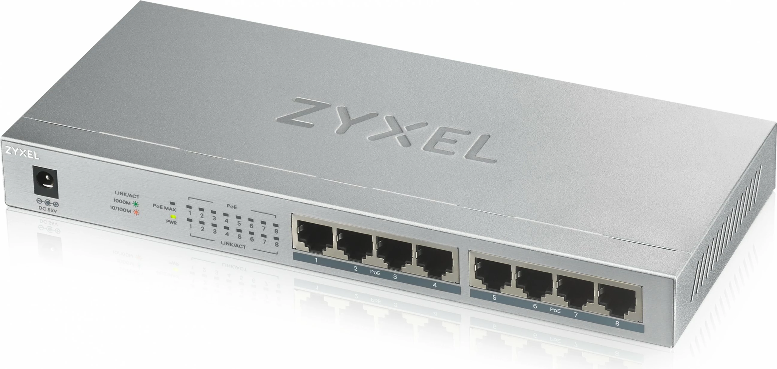 Switch Zyxel GS1008HP, Unmanaged, Gigabit Ethernet, PoE, Gri