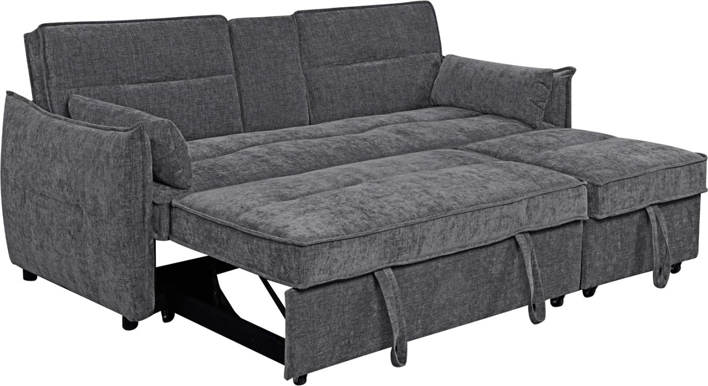 Divan-krevat dy ulëshe VELAR, material gri, FH3305.01, 208x86x85cm