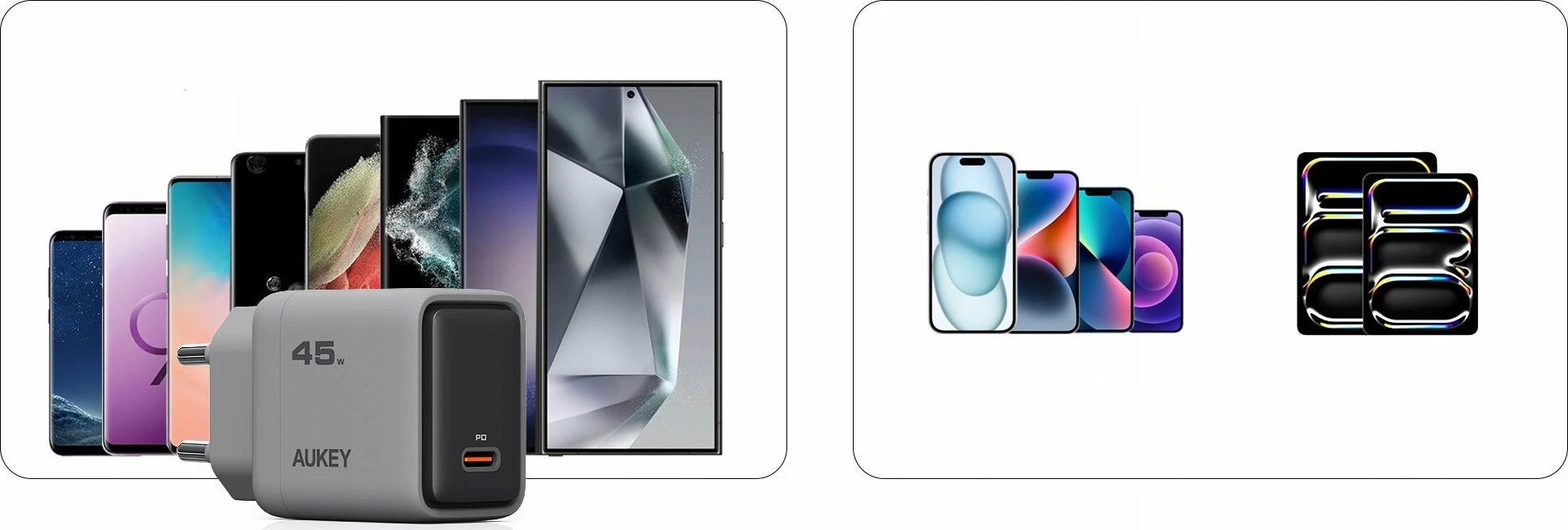 Karikues rrjeti Aukey PA-C2 45W 1x USB-C PD 3.0 GaN, gri