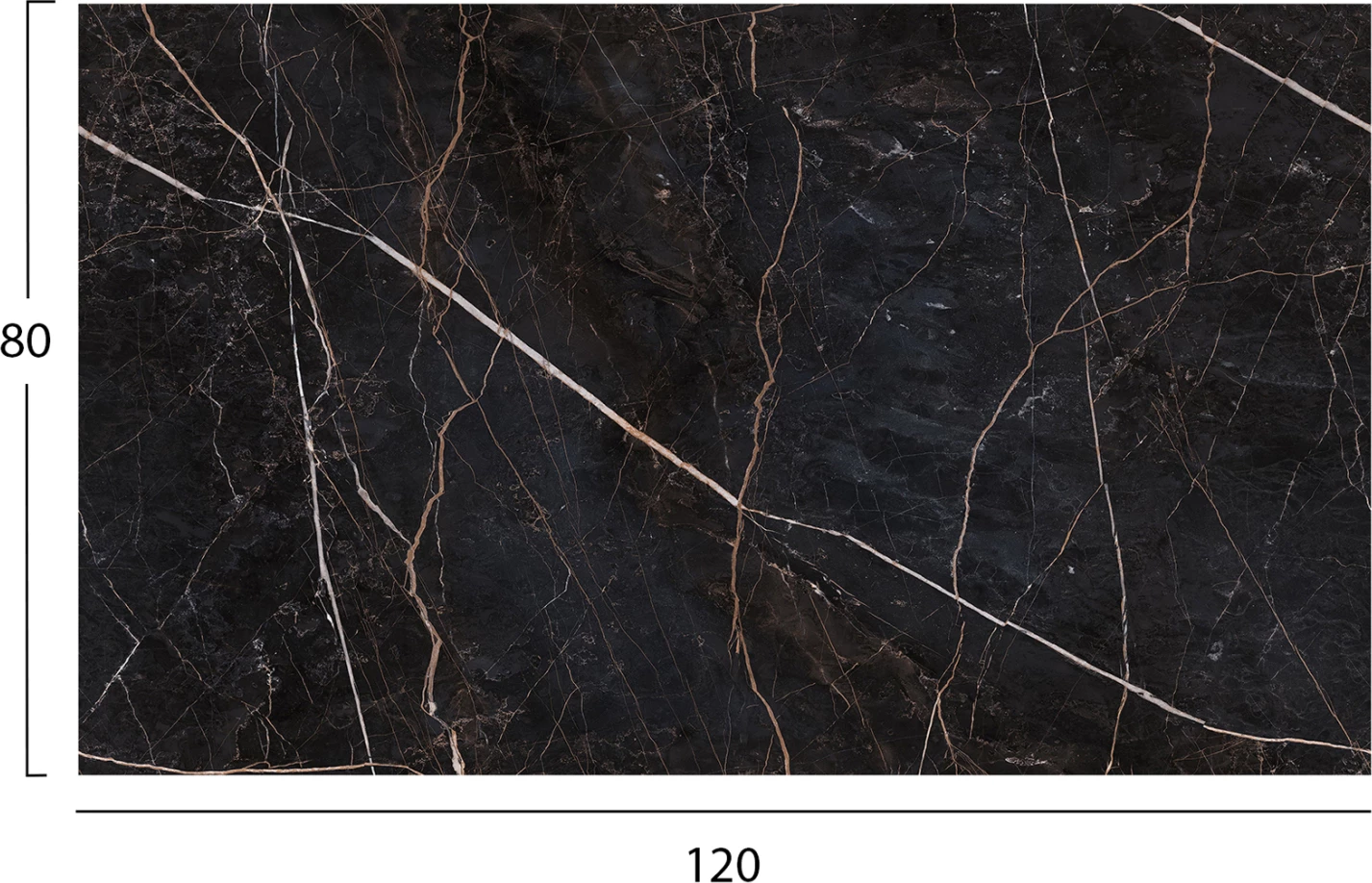 Sipërfaqe tavoline HPL, mermer i zi, drejtkëndëshe, 120x80cm