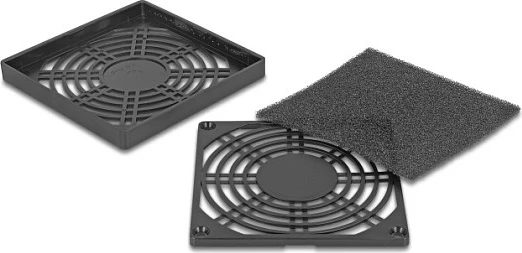 Grilë filtri për ventilator DeLOCK 67312, 92 x 92 mm, ABS, e zezë