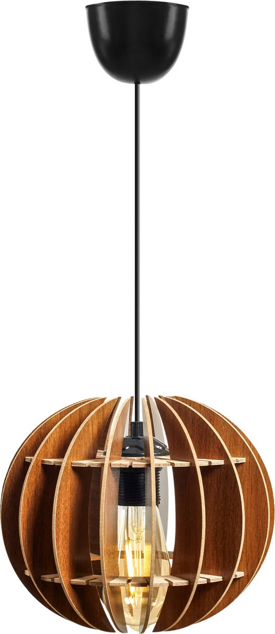 Llambë tavani sferike, dizajn i veçantë, trup MDF, ngjyrë arre, Opviq 141-T