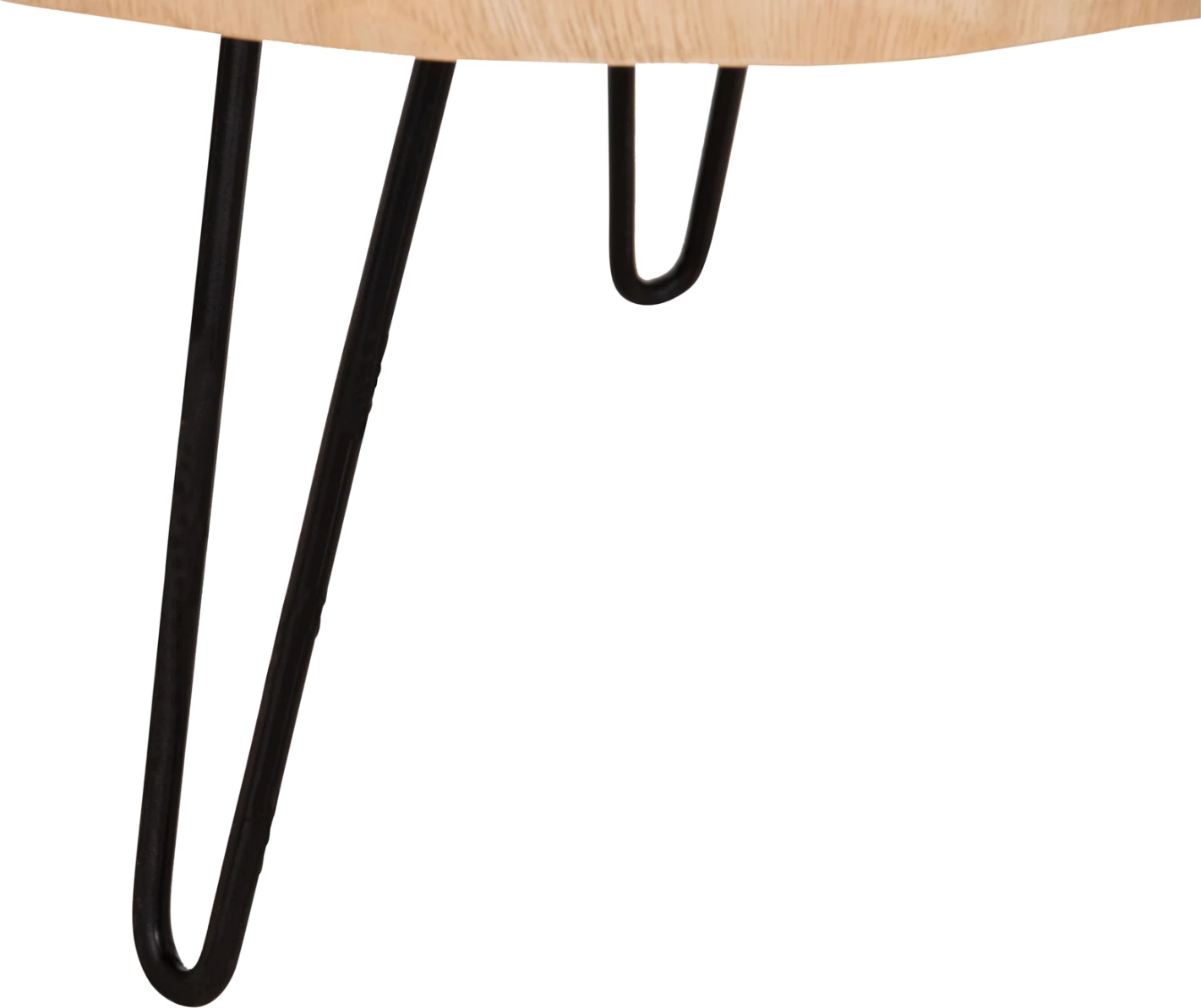 Tavolinë kafeje SERVON, dru suar natyral, këmbë metalike të zeza, 76x67x44cm