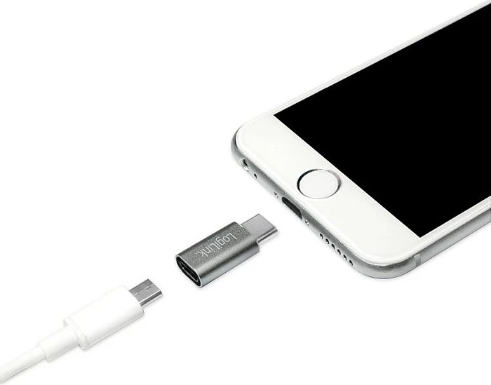 Adapter LogiLink USB 2.0 Type-C në Micro-USB, 480 Mbps, 15W, argjend