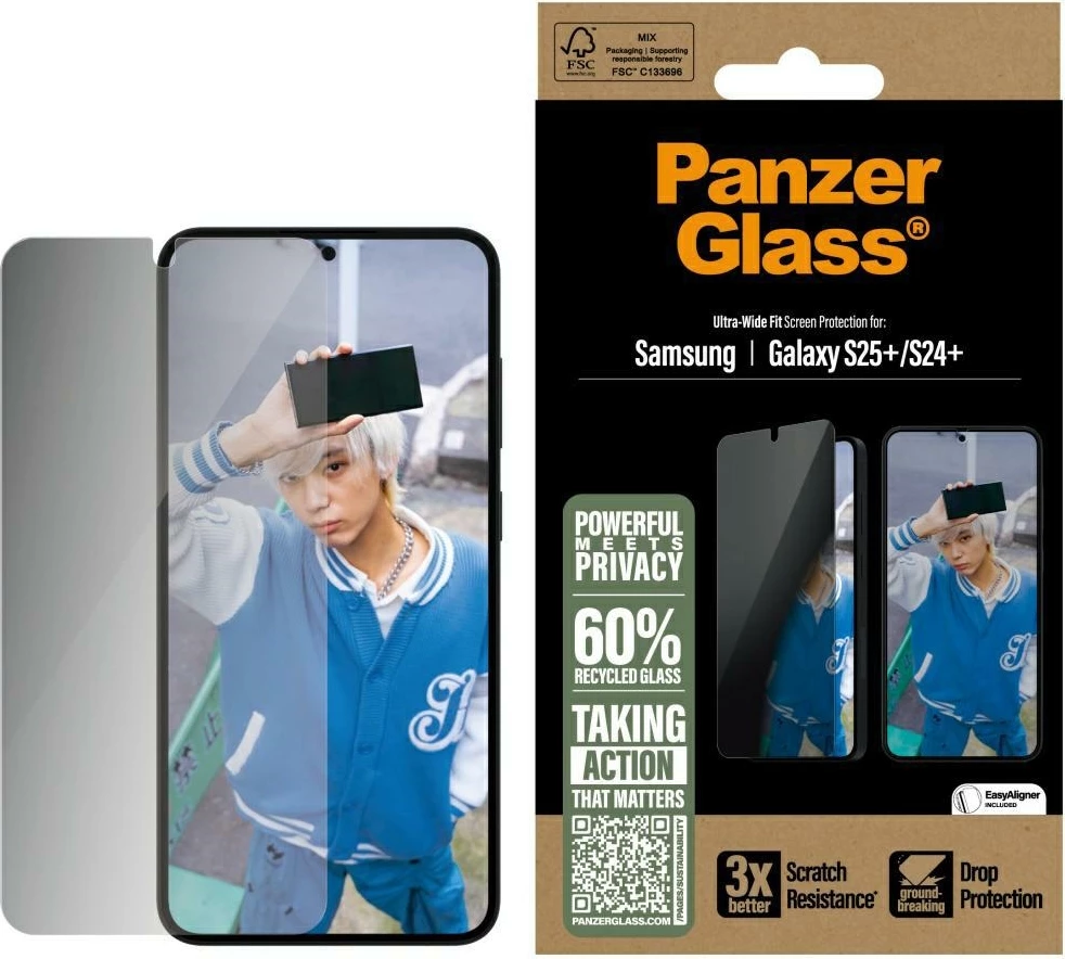 Xham mbrojtës PanzerGlass Ultra-Wide Fit Privacy për Samsung Galaxy S25+