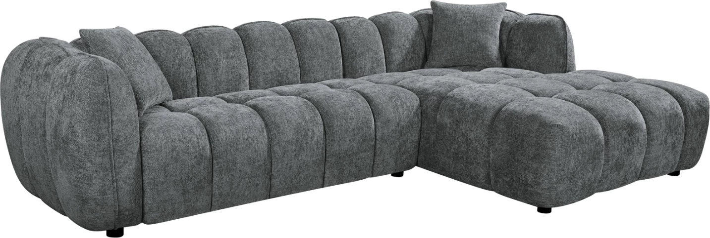 Këndare LYKKE, kënd i djathtë, material gri, 280x89-165x70cm