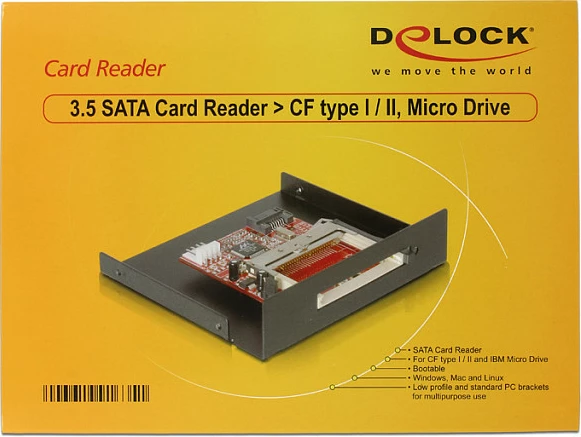 Lexues kartelash SATA DeLOCK 3.5", 1.5 Gbps, CompactFlash/IBM MicroDrive, i zi