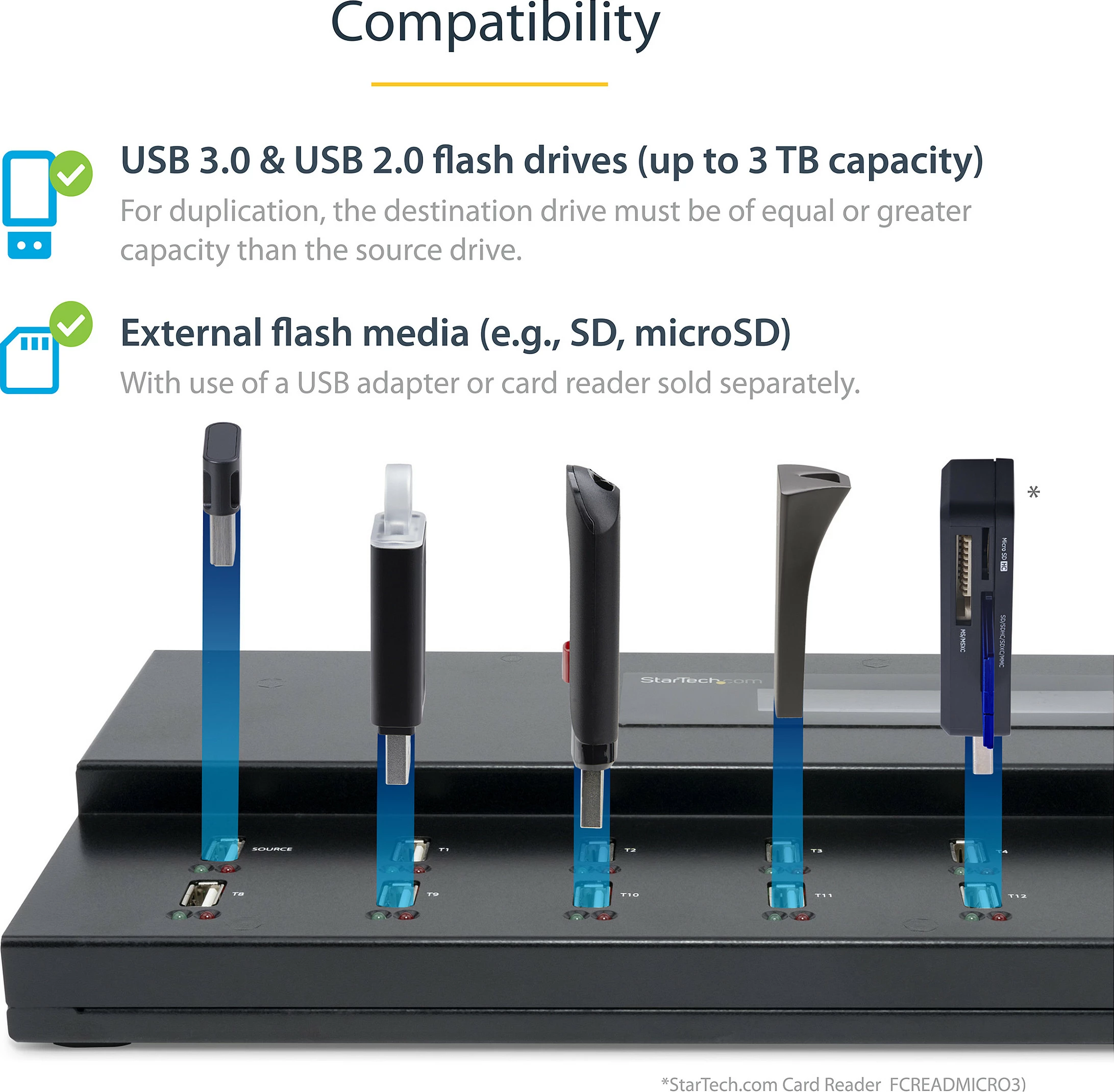 Duplikator dhe fshirës USB StarTech 1:15, LCD, USB 2.0, deri 2TB, i zi